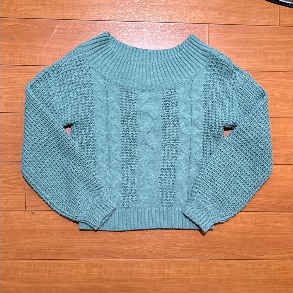Cozy Teal Cable Knit Sweater